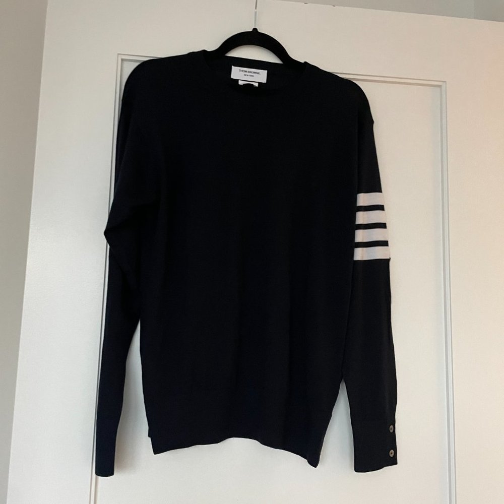 ❌SOLD❌Thom Browne Crewneck Pullover Sweater Milano Stitch 4 Bar Merino Wool - Picture 5 of 9